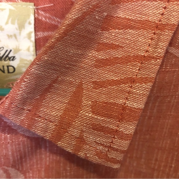 EUC Tasso Elba Island Tropical Palm Embossed Hawaiian Shirt Salmon Wood Button A - Picture 5 of 5